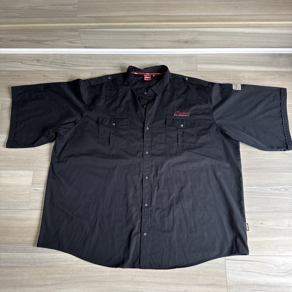 Indian Motorcycle Button Up Shirt Embroidered Front & Back Mens 5XL Exc Cond